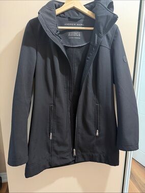 Andrew Marc Women's Black Hooded Trench Coat